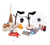 Halloween Miniature Scene - 27 Pieces Horror Toys Set with Pumpkin Skulls and Bats Heads - Mini Accessories with Landscape