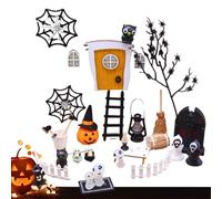 Halloween Miniature Scene - 35-Piece Miniature Horror Toy Set with Pumpkin Spider Skeleton, Reusable Miniature Accessories, Mini Crafts, Home Garden Decoration