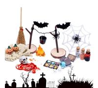Halloween Miniatures - Halloween Horror Toys Set with Pumpkin Skull Heads Bat Figurine 27 Pieces | Miniature Dollhouse Accessories for