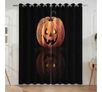 Halloween Minimalist Jack-O'-Lantern Spider Web Curtains For Window Treatments The Pumpkin Party Collection - Microfiber Printed Grommet Curtains, Black, W46 x L90(2 Panels) 117x228cm