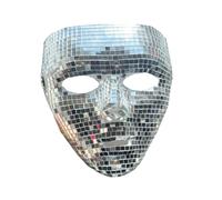 Halloween Mirror Mask, Full Face Disco Ball Mask, Glitter Mosaic Mirror Face Cover with Elastic Bands, Masquerade Ball Party Supplies, Halloween Fancy Dress Accessory