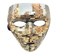 Halloween Mirror Mask, Full Face Disco Ball Mask, Glitter Mosaic Mirror Face Cover with Elastic Bands, Masquerade Ball Party Supplies, Halloween Fancy Dress Accessory