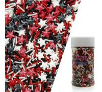 Halloween Mixed Red & Black & White Pearls Sprinkles Edible Stars Cake Decorating Stars Cake Decorations Cupcake Toppers Cookie Decorating Perfect for Cakes,Cupcakes,Desserts Toppings 3OZ