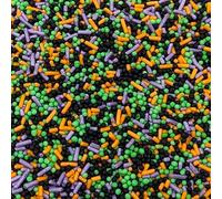 Halloween Mixed Sprinkles - 35g of Black, Green, Orange & Purple Cake Sprinkles Toppers Decorations, 100s 1000s Mini Balls Nonpareils Strands Spooky Mx