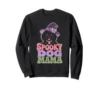 Halloween Mom Spooky Dog Mama Witch Hat Bats Women Sweatshirt