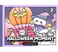 Halloween Moment Coloring Book: Kawaii Halloween Cute Coloring for Adults and Teens, Easy and Bold Simple Coloring Featuring Adorable Cat, Spooky Halloween Coloring book