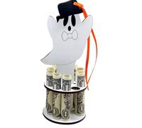 Halloween Money Holders, Wooden Ghost Cash Clip, Festive Currency Stand, Decorative Holiday Ornament for Bedroom, Desk, Party Display, Trick or Treat Tabletop Decoration