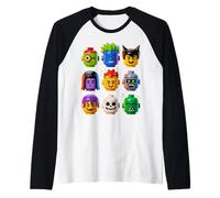 Halloween Monster Costume Builder Building Bricks Blocks Raglan Baseball Tee