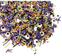 Halloween Monster Mash Sprinkles Mix, Purple Orange Black, 4.2 oz Jar, Cake Decorating with Candy Eyeballs, Jimmies, Nonpareils, Confetti for Cupcakes
