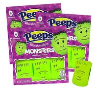 Halloween Monster Peeps Marshmallows, Candy for Fall Decorating, Baking, Party Favor for Kids, 6pcs in each, Pack of 3, 18 Total (Green Monsters)