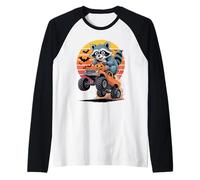 Halloween Monster Truck Raccoon Trash Panda Raccoons Raglan Baseball Tee
