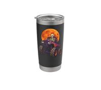Halloween Monster Truck Skeleton Driver Full Moon Vintage Stainless Steel Insulated Tumbler