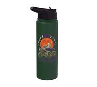 Halloween Monster Truck Skeleton Driver Full Moon Vintage Stainless Steel Insulated Water Bottle