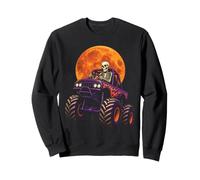 Halloween Monster Truck Skeleton Driver Full Moon Vintage Sweatshirt