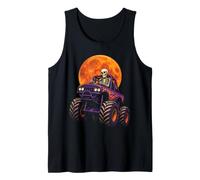Halloween Monster Truck Skeleton Driver Full Moon Vintage Tank Top