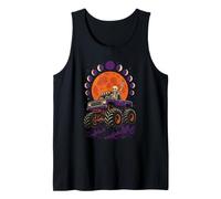 Halloween Monster Truck Skeleton Driver Full Moon Vintage Tank Top