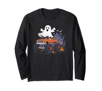 Halloween Monster Truck with Ghost and Pumpkin Long Sleeve T-Shirt