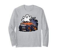 Halloween Monster Truck with Ghost and Pumpkin Long Sleeve T-Shirt