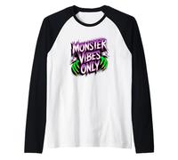 Halloween Monster Vibes Only Claws Design Raglan Baseball Tee