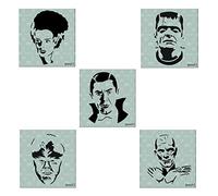 Halloween Monsters 5 Pack Stencil Set, Pumpkin Stencils, Halloween Motifs, Includes Dracula, Frankenstein, Bride, Werewolf, Mummy, Each Measure 5.75” x 6” Laser Cut Mylar