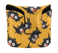 Halloween Monsters Dog Print Putter Head Cover for Mallet Magnetic Snap Putter Headcover for Most Brand PU Leather