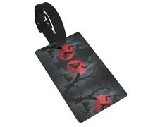 Halloween Moon Bat Luggage Tags for Suitcases, PVC Suitcase Tag with Secure Strap Suitcase Identifier with Privacy Name Card for Travel Bag Tags Personalized Baggage Tag for Women Men
