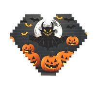 Halloween Moon Bat Pumpkin Print Art Brick Puzzle Heart Shaped DIY Building Blocks Set 3D Jigsaw Home Decor 82 Pieces