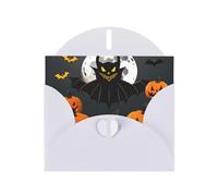 halloween Moon Bat Pumpkin Print Blank Cards and Envelopes 5" x 6" for Wedding Birthday Invitations and All Occasions