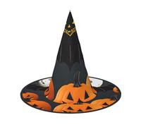 Halloween Moon Bat Pumpkin Print Carnival Halloween Witch Hat Costume Accessory Foldable Cap Party Masquerade Decor