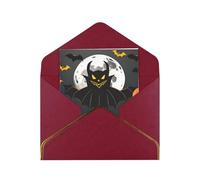 Halloween Moon Bat Pumpkin Print Greeting Card Paper, Half Fold To Cards For Birthday, Wedding, Party.