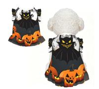halloween Moon Bat Pumpkin Print Pet Breathable T-Shirt Skirt M