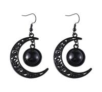 Halloween Moon Earrings,Gothic Wicked Vampire Black Moon Drop Dangle Earrings Jewelry for Woman's, L, Alloy Steel, crystal