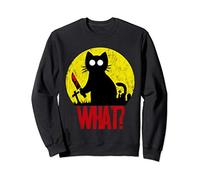 Halloween Moon Murderous Black Psycho Cat What With Knife Sweatshirt