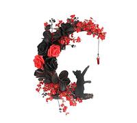 Halloween Moon Wreaths For Front Door Halloween Black Moon Garland With Cat Wall Decor, Halloween Cat Door Wreath Cat Halloween Decorations For Haunted House Bar Home Deocr (Style B)