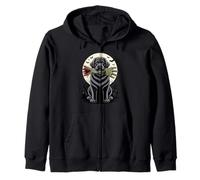 Halloween Moon Zombie Hand Newfoundland Dog Newfie Zip Hoodie