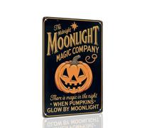 Halloween Moonlight Magic Company Metal Tin Sign Vintage Jack-o'-Lantern Wall Decor For Halloween Parties, Farmhouse Kitchens, Autumn Entryways, And Living Rooms Decorative Signs & Plaques 8x12 Inch