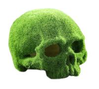 Halloween Mossy Skull Resin Reptile Hideout for Gecko Tanks | Realistic Green Finish, Smooth Nonabrasive Surface, Stable Lightweight Design, for Lizard Enclosure and Aquarium Decor