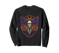 Halloween Moth Skull Wings Moon Ribcage Vintage Badge Sweatshirt