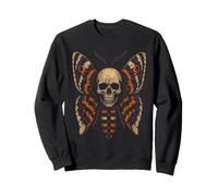 Halloween Moth Skull Wings Moon Ribcage Vintage Badge Sweatshirt