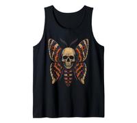 Halloween Moth Skull Wings Moon Ribcage Vintage Badge Tank Top