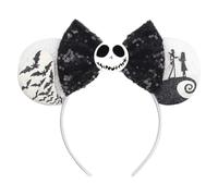 Halloween Mouse Ears Headband Pumpkin Ghost Skull Bat Hairband Sequin Bow Hair Hoop Headpiece for Party Favors