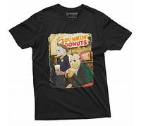Halloween Movie Inspired T-Shirt Michael Myers Drinking Coffee Funny Humorous Tee for Him, Black, XL