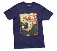 Halloween Movie Inspired T-Shirt Michael Myers Drinking Coffee Funny Humorous Tee for Him, Navy Blue, S