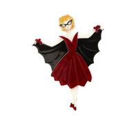 Halloween Ms. in Red Brooch for Women Beauty Punk Magical Lady Acrylic Lapel Pin Gothic Corsage Jewelry for Backpacks Hats Dresses Corsage Pins Witchy Party Accessories Spooky Fall Festival Jewelry