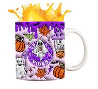 Halloween Mug - Fall Mugs,350ml Ceramic Cup with Handle Spooky Design for Autumn Holiday Tea Drinking Birthday Men Women