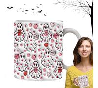 Halloween Mug - Ghost Pattern Halloween Mug - 350 ml Ceramic with Handle Haunted Design for Autumn Holidays Tea Birthday Men Women