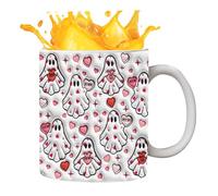 Halloween Mug, Halloween Ghost Cup, 350 ml Ceramic Mug with Handle, Haunted Design for Autumn Holidays, Tea, Birthday, Men and Women