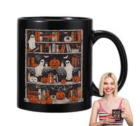 Halloween Mug, Pumpkin Ceramic Spooky Mug, Ergonomic Handle 400ml Spooky Water Cup for Home Kitchen Fall Thanksgiving Travel Camping