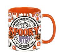 Halloween Mug, Whimsical Coffee Cup, Ceramic Build, Aesthetic Fall Design, for Home Kitchen Agency Halloween Party Gift, 9.5x8cm/3.74x3.15 inches Orange Black 1 Piece