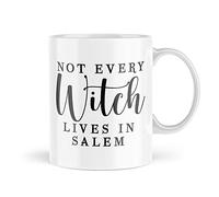 Halloween Mugs | Not Every Witch Lives in Salem Mug | Funny Gift for Her Him Spooky Season Witchy Hocus Pocus Autumn Gift Bestie | Coffee Mug, White, 295ml 10oz